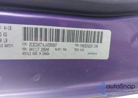 2018 Dodge Charger Daytona Rwd from USA, damaged, VIN 2C3CDXCT4JH290907